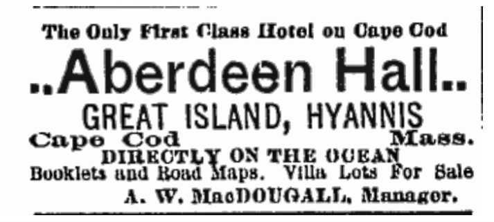 Aberdeen Hall advertisement